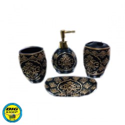Ванный фарфоровый набор (Черно-золотистый) чашы для зубных щеток и мыла. VN017